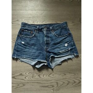 Levis 501 Original Cutoff Denim Shorts Womens 30 Medium High Rise Distressed